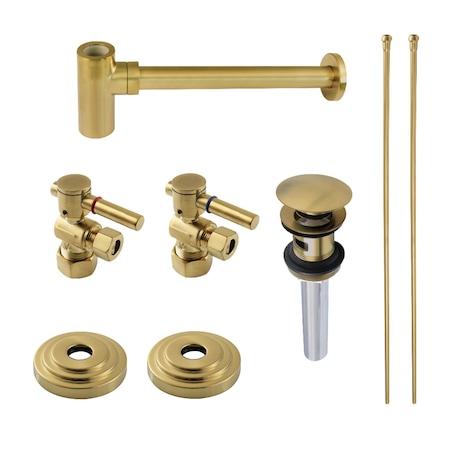 Kingston Brass Plumbing Sink Trim Kit with Bottle Trap and Overflow Drain, Brushed Brass CC53307DLTRMK2